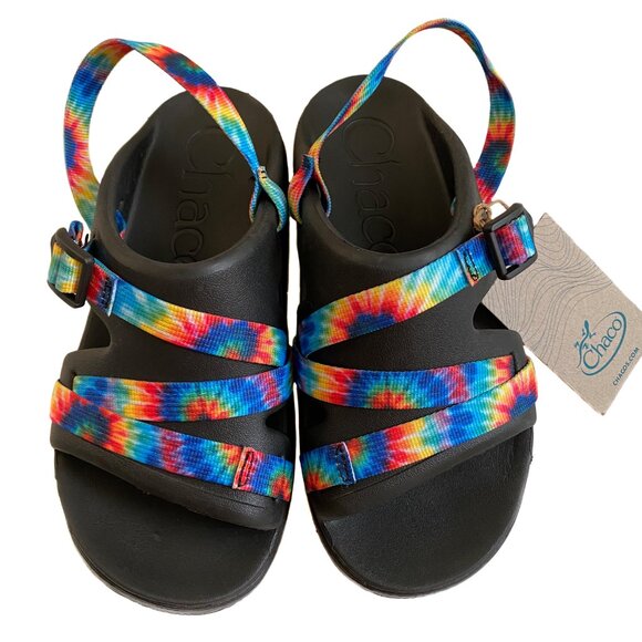 CHACO Chillos Sport Kids Dark Tie Dye Outdoor Performance Sandals Youth 4 - Picture 2 of 9